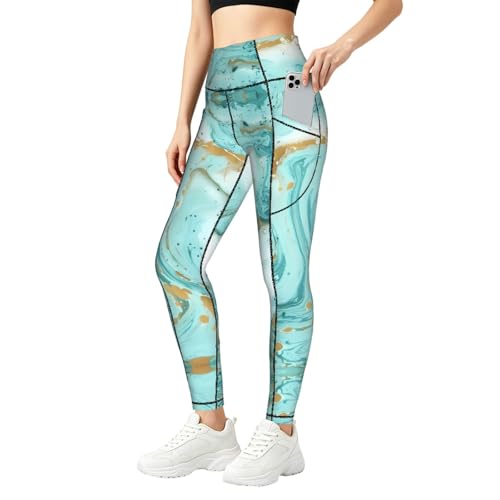 Legging de yoga vert et doré avec poches du studio à la ville