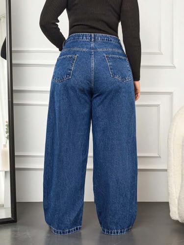 Image of KOTTY Women's Plus Size Straight Fit High Waist Wide Leg Jeans for Stylish Trendy Look