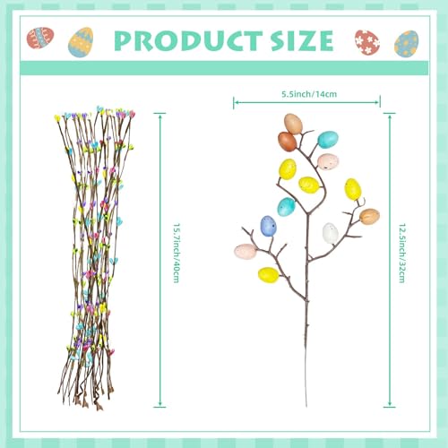 26PCS-Artificial-Easter-Spray-VineEaster-DecorationsEaster-Egg-Twig-Branches-for-Floral-ArrangementEaster-Egg-Branches-with-Easter-Eggs-and-Berries-for-Easter-Home-Decor-and-Flower-Arrangement 26PCS Artificial Easter Spray VineEaster DecorationsEaster Egg Twig Branches for Floral ArrangementEaster Egg Branches with Easter Eggs and Berries for Easter Home Decor and Flower Arrangement