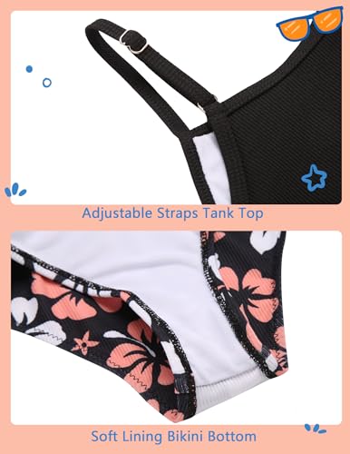 Image of Arshiner Girls 3 Piece Swimsuit for Teen Girl Tankini Swimsuits Bathing Suit Beach Bikini Swimwear with Skirt