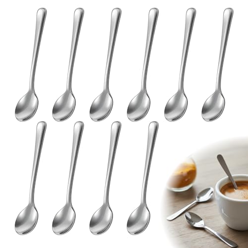 10 pièces Petites cuillères à café, mini cuillères à dessert, set de mini-cuillères en acier...