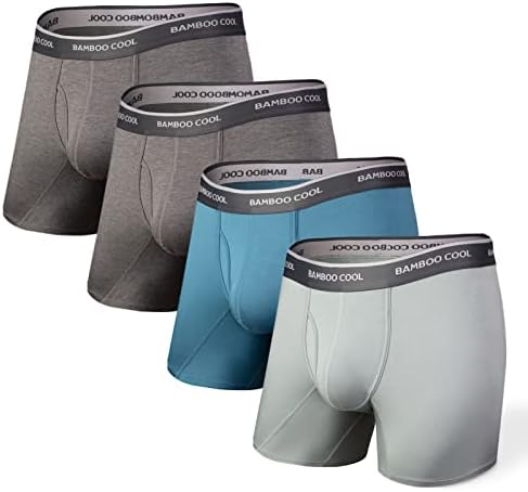 BAMBOO COOL Men's Underwear Boxer Briefs Soft Breathable Moisture Wicking Underwear Bamboo Viscose Performance 4 Pack