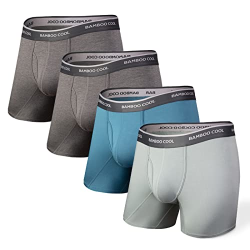Bamboo Cool Men's Underwear Boxer Briefs Soft Breathable Moisture Wicking Underwear Bamboo Viscose Performance 4 Pack #TOP1