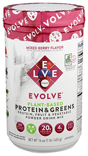 Evolve, Protein Powder Greens Mixed Berry Organic, 16 Ounce