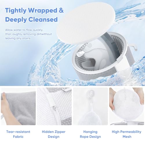 Image of Teletrogy Shoe Washing Machine Bag 2Pcs, Laundry Bag for Shoe Washer & Dryer, Sneaker Cleaning Bag Plush Fibers for All Size Sneaker Deep Clean, Reusable Tennis Wash Bag Invisible Zipper (Grey)