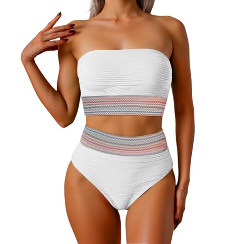 Bañadores Mujer Bikini Braga Alta Bikini Reductor Barriga Camiseta Viquinis 2025 Culotte Sin Tirantes Brasileño Bikinis Push Up Triquini De Pantalon con Aros Swimsuit Women Blanco Rojo 5XL Vikinis