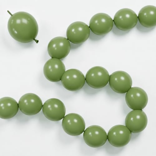 Image of Sage Green Linking Balloons, 100PCS 6 Inch Olive Green Quick Link Balloons | Sage Balloon for Balloons Garland Arch, Fall Thanksgiving Boho Birthday Bridal Baby Shower Wedding Woodland Party Decorations