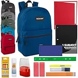 24 Pack Bulk Backpacks with School Supplies for Kids - Trailmaker Wholesale Backpack and School Supplies Kits (Boy Colors Pack)