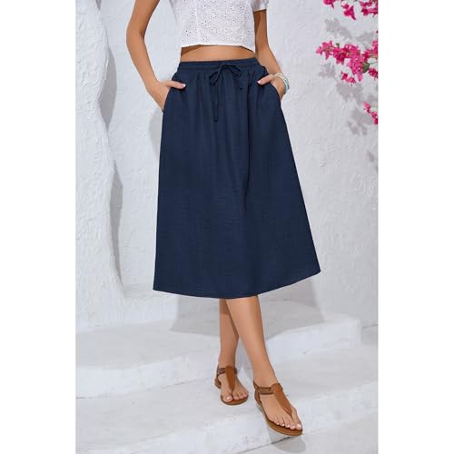 Image of Witsmile Women's Summer Pleated High Waisted Casual Flowy Skirt Pockets