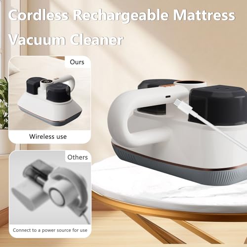 Hocomay Milbensauger für Matratzen, Bett-Staubsauger mit UV-C Licht & LED Anzeige, 3 Geschwindigkeitsstufen, 15Kpa Doppelter Becher Matratzen Handstaubsauger für Bett, Sofa und Kissen
