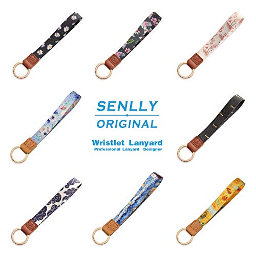 SENLLY Artsy Hand Wrist Lanyard Premium Quality Wristlet Strap with Metal Ring and Genuine Leather, for Key Chain, Camera, Cell Mobile Phone, Charms, Lightweight Items etc