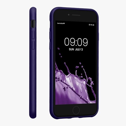 Image of kwmobile Case Compatible with Apple iPhone SE (2022) / iPhone SE (2020) / iPhone 8 / iPhone 7 Case - Soft Slim Metallic TPU Silicone Cover - Metallic Blue Violet