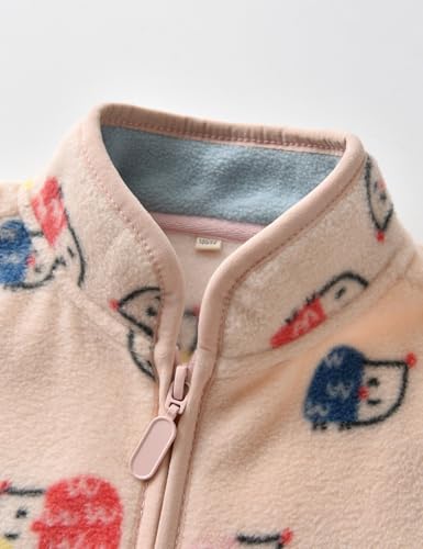 Image of Kids Printed Polar Fleece Jacket Toddler Baby Boys Girls Autumn Winter Warm Sherpa Lining Outerwear Soft Lightweight