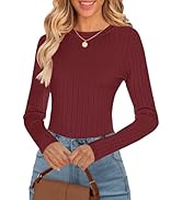 MEROKEETY Women's 2024 Long Sleeve Pullover Sweater Crew Neck Ribbed Slim Fitted Fall Knit Jumper...