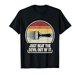 Catch Some Rays Retro Just Beat The Devil Out Of It Funny Artist Drawing Unisex Adult Classic Fit Collarless Crew Neck Short Sleeve T-Shirt - Black - S