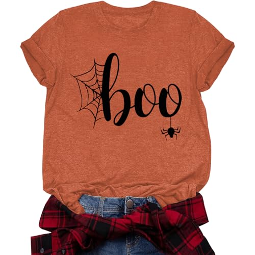 Halloween Boo Shirts for Women Funny Halloween Shirts Fall Thanksgiving Gift Tshirts Tops