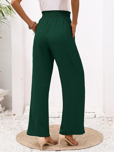 Heymoments Women's Wide Leg Lounge Pants with Pockets Lightweight High Waisted Adjustable Tie Knot Loose Trousers3