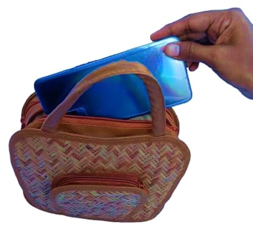 Image of han bag bamboo (HART SHAPE) Bamboo Bags for Women - Handmade Wicker Woven Purse Handbag
