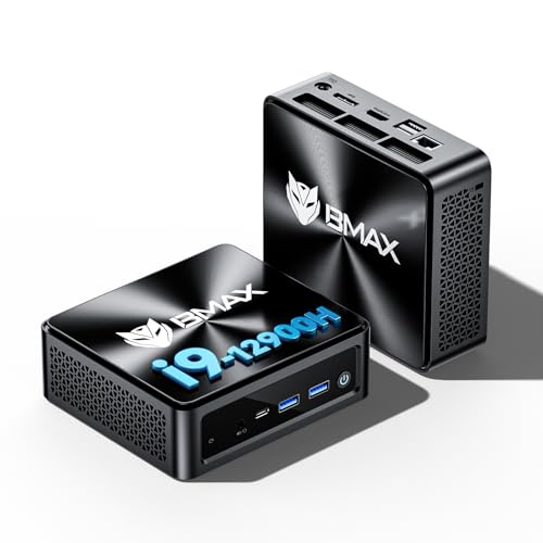 BMAX B9Power Mini PC, Intel Core i9 12900H (hasta 5,0 GHz), Mini Ordenadores de sobremesa 24GB RAM LPDDR5 1TB NVMe SSD, HDMI/Type C/DP/WiFi 6/para Oficina, Ordenador Pequeño, Desktop PC