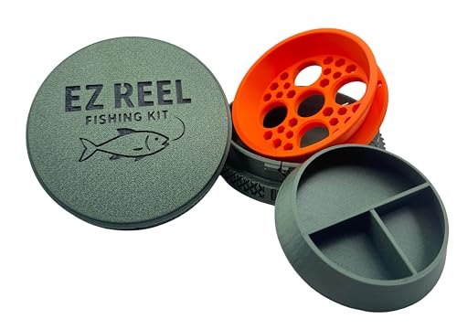 EZ Reel Fishing Kit EZ Reel Fishing Kit BYO Pocket Size Handline Fishing Reel | Ultimate Compact Rodless Reel Fishing Kit for Hiking Outdoors and Adventure. (No Tackle- Green/Orange)