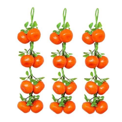 HOODANCOS 3 Piezas de Accesorios de Mandarina Artificial Detalles Delicados y Apariencia Realista para Decoración en Supermercados y Restaurantes