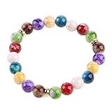 Kodbww Pulseras de perlas coloridas, pulseras de cristal curativo arcoíris, pulseras de yoga, joyas para niñas y mujeres, aleación