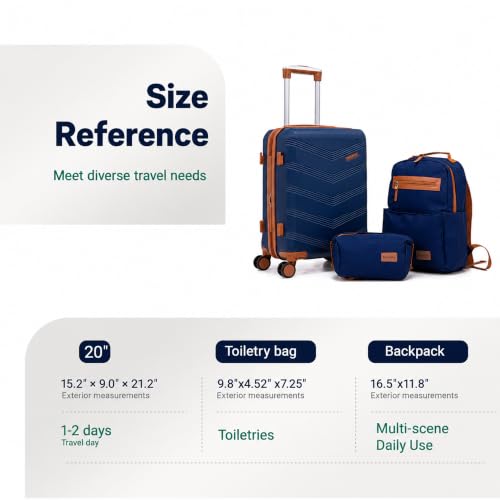 Image of CONCEPTEN Expandable Carry on Luggage 3 Piece Suitcases with Spinner Wheels | Suitcase Set with Spinner Wheels TSA-approved Lock ABS Travel 20 Inch