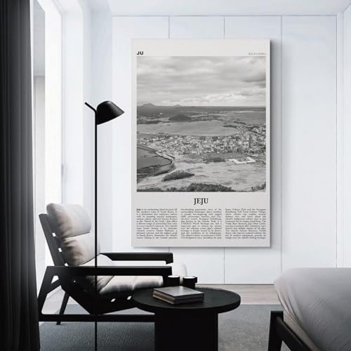 IkiCk Jeju Print Black And White, Jeju Wall Art, Jeju Poster1 Poster for Room Aesthetics Canvas Wall Art Poster And Print 12x18inch(30x45cm)3