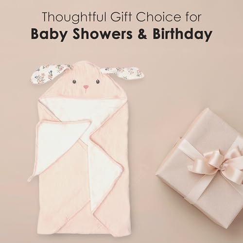 Image of Petit Bunny Terry Muslin Baby Towel and Washcloth Set by Mon Ami