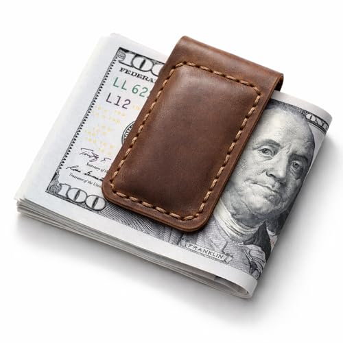 Routoboe Slim Magnetic Money Clip Genuine Leather Business Card Holder Gift Box Included