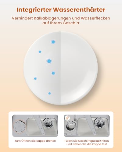 HAVA HAVA 2025 NEUE Geschirrspüler mit Wasserenthärter und erhöhter Energieeffizienz, Spülmaschine mit 8 Programmen, Kindersicherung & verzögerter Start, keine Installation erforderlich - Produktansicht 3 | Einbau-Geschirrspüler