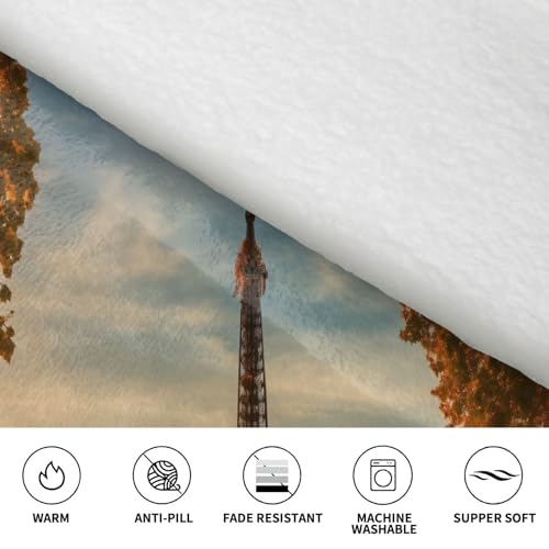 Couverture à capuche Tour Eiffel en flanelle EdWal pour adulte - 6