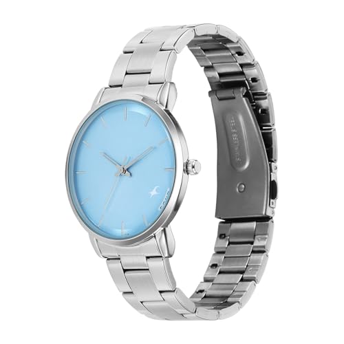 Image of Fastrack Stunners X Quartz Analog with Blue Dial Steel Stainless Steel Strap Watch for Men - 38159SM06