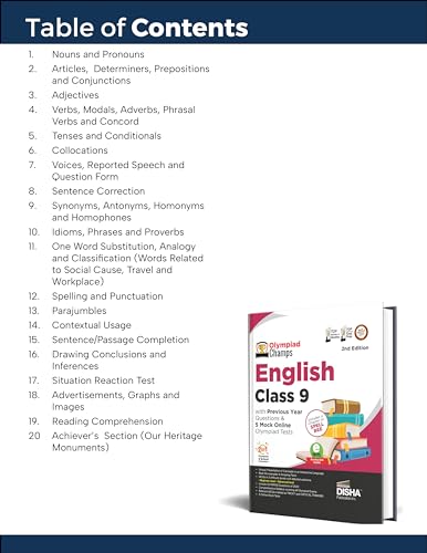Image of Disha Olympiad Champs English Class 9 with Previous Year Questions & 5 Mock Online Olympiad Tests 2nd Edition [Paperback] Disha Experts