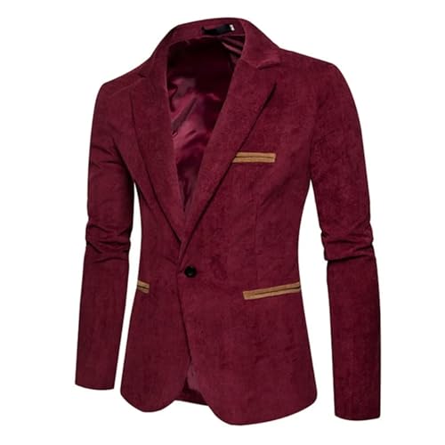 Men's Casual Suit Jacket Solid Blazers Corduroy Button Pocket Lapel Business Party Leisure coat4