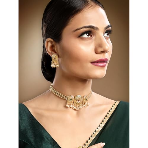 Image of Peora Gold Plated Bridal Jewellery Set with Kamarband Gift for Women Indian Traditional Ethnic Wedding