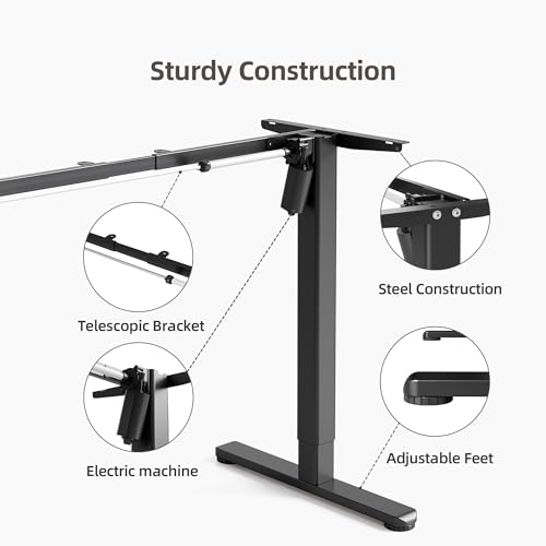 Image of Claiks Standing Desk Frame, Electric Stand Up Desk Legs Frame Workstation Up to 63 inch,T-Shaped Adjustable Standing Computer Desk for Home and Office, (Black Frame only)