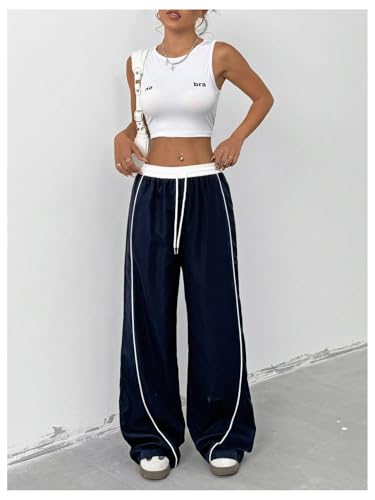 Milumia Women's Colorblock Drawstring Waisted Waisted Wide Leg Loose Track Pants3