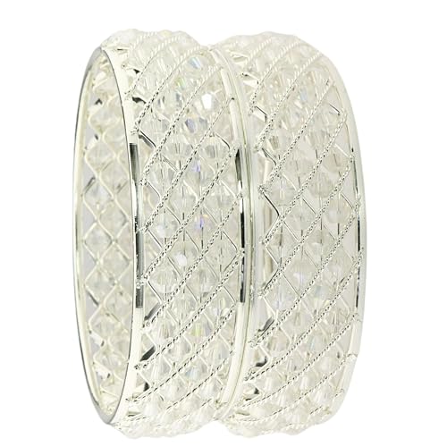 Image of NMII Traditional Plated Metal Bangles Kada Set For Women & Girls With Pearls | Women's Bangles | Fashion Pearls Bangle | Premium Kada Set For Wedding, Occasions, Everyone Jewelry - Set Of 2