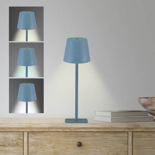 BEPER P207ILI200 Lámpara de mesa recargable, lámpara LED inalámbrica, intensidad ajustable, para uso en interiores y exteriores, hasta 12 horas de duración de la batería, USB tipo C incluido