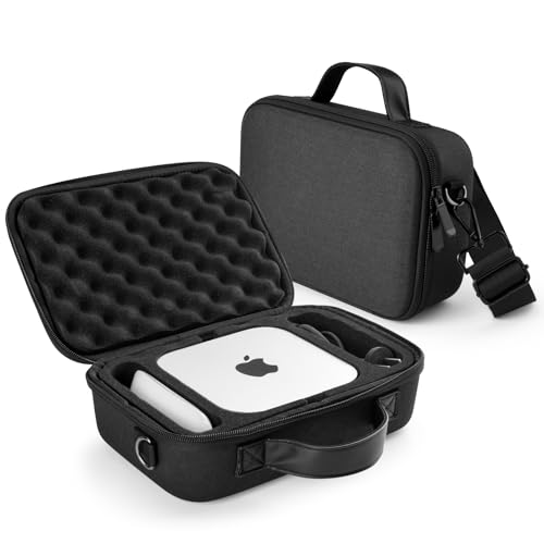 Funda de viaje compatible con Mac Mini M4 y M4 Pro | Estuche resistente a golpes de EVA con espuma personalizada, para Mac Mini 2024, Magic Mouse y cables, color negro, solo funda miniatura 1