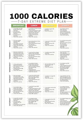 1000 Kalorien Extremer Diätplan, Ernährungsberater, kalorienarmer Diätplaner zum Abnehmen, Mahlzeitenvorbereitung, 7 Tage, gesunde Rezepte, Mahlzeitenplan, Metall-Blechschild, Malerei 1000 Kalorien Extremer Diätplan, Ernährungsberater, kalorienarmer Diätplaner zum Abnehmen, Mahlzeitenvorbereitung, 7 Tage, gesunde Rezepte, Mahlzeitenplan, Metall-Blechschild, Malerei