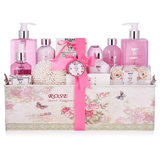 BRUBAKER Cosmetics Bade- und Dusch Set Rosen Duft - 17-teiliges Beauty Geschenkset in Vintage Geschenkbox