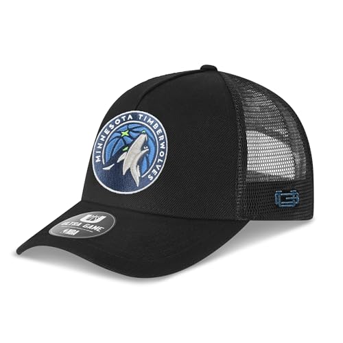 Ultra Game Adults NBA Official Snap Back All Around The World Trucker Baseball Cap Hat, Minnesota Timberwolves, Black, One Size