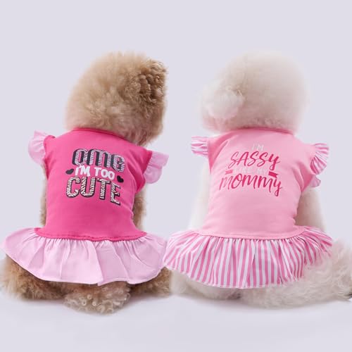 XPUDAC 4 Pack Pet Dog Dress Dog Clothes Girl Puppy Shirt Yorkie Clothes Cute Doggie Dress Pet Apparel for Small Dogs and Cats (Pink Angel, Small(4.5-8lbs)) - Image 5