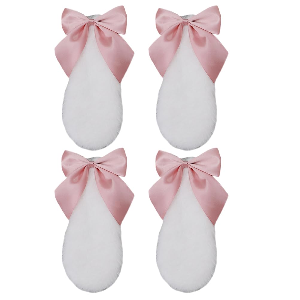 Lurrose 4pcs bunny ear hair clip bunny plush headpiece clip on bunny ears animal ears headpiece halloween bow hair clip animal hair clips Cosplay Hair Accessories fluff rabbit pin
