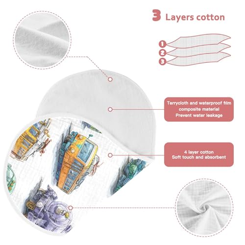 Rail Transport Trains Burp Cloths Baby Boys Girls Absorbent Soft Cotton Burping Cloths Rags, 4 Pack3