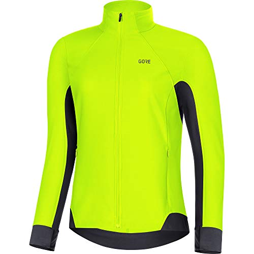 GORE WEAR R3 Women's Long Sleeve Shirt Partial GORE WINDSTOPPER, XL, Neon Yellow/Black