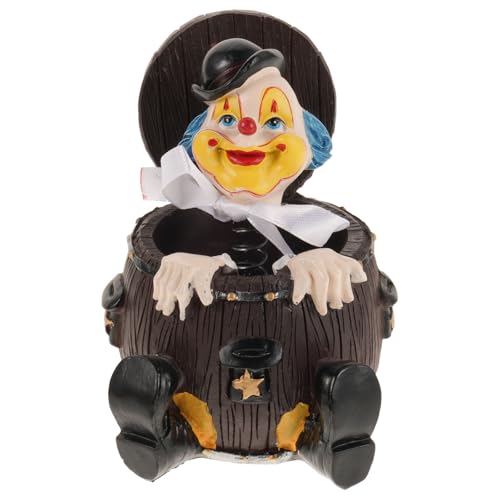 MAGICLULU Estatuas Creativas de Payasos de Circo - Escultura de de Resina Sentado en un Barril - Figuras coleccionables de Circo para Adornos navideños de Escritorio