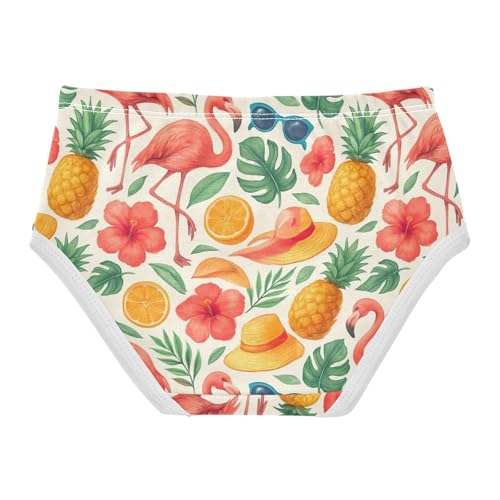 Joisal Tropical Flamingos Pineapples Beige Panties for Girl Toddler Girls Underwear Cotton Aesthetic Kids Undies Briefs 2t2